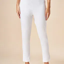 AKKRITI BY PANTALOONS Women Slim Fit Mid-Rise Trousers image 1