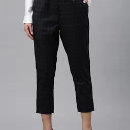 De Moza Women Checked Mid-Rise Regular Fit Regular Trouser-picture-34