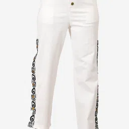 SUMAVI-FASHION Women Floral Embroidered Mid-Rise Denim Trousers-image-70