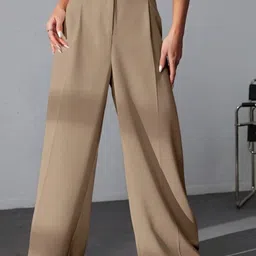 BROADSTAR Women Smart High-Rise Easy Wash Pleated Regular Trousers Trouser-image-60