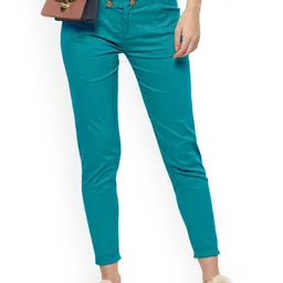 FLOREOS Women Comfort Skinny Fit Easy Wash Pleated Trousers-image-96
