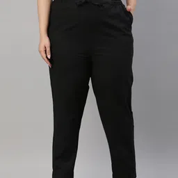 Go Colors Women Black Tapered Fit Pleated Trousers-picture-41