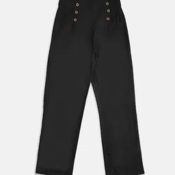 Pantaloons Junior Girls Black Solid Pleated Regular Trousers image 1
