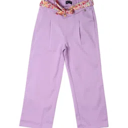 Allen Solly Junior Girls Slim Fit Cotton Pleated Trousers-image-3