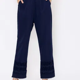 aturabi Women's Navy Blue Relaxed Trousers-picture-12