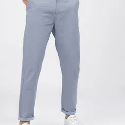 KETCH Men Blue Slim Fit Cotton Chinos Trousers-picture-41