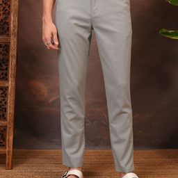 LOCOMOTIVE Men Textured Slim Fit Mid-Rise Cotton Trousers-picture-17