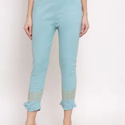 KLOTTHE Women Blue Smart Slim Fit Trousers-image-85