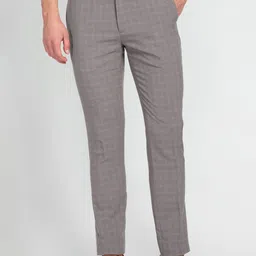 Arrow New York Men Checked Slim Fit Formal Trousers-picture-39