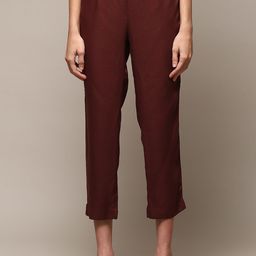 Biba Women Relaxed Mid Rise Plain Slim Fit Trousers-picture-18
