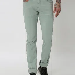 Mufti Men Cotton Flat-Front Plain Slim Fit Trousers-image-0