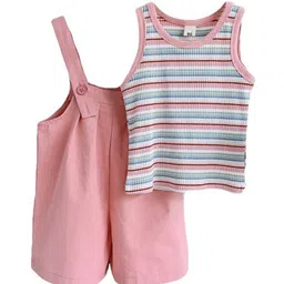 StyleCast x Revolte Girls Pink Striped Pure Cotton Top With Trousers-picture-29