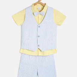 MINI KLUB Boys Striped Shirt & Trousers With Waist Coat-picture-27
