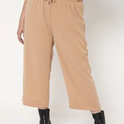 VERO MODA CURVE Women Beige High-Rise Parallel Trousers-picture-40