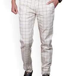 FUBAR Men Checked Relaxed Slim Fit Mid-Rise Easy Wash Pure Cotton Trousers-picture-36