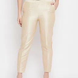 Clora Creation Women Beige Smart Easy Wash Trousers-image-85