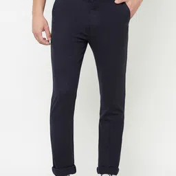 Cantabil Men Navy Blue Solid Trousers-picture-26