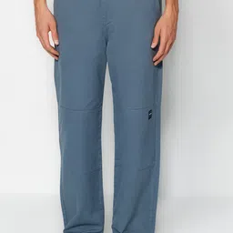 Trendyol Men Mid-Rise Casual Pure Cotton Trousers-image-76