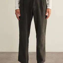 Trendyol Men Mid-Rise Corduroy Weave Cotton Trousers-image-32