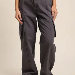 IVOC Women Straight Fit High-Rise Cargos Trousers-picture-18