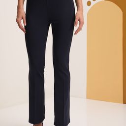 Vishudh Women Mid Rise Plain Flared Bootcut Trousers-picture-18