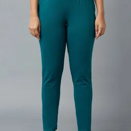 elleven Women Teal Green Solid Regular Fit Trousers image 1