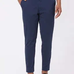 MERCHANT MARINE Men Navy Blue Tapered Fit Trousers-picture-15