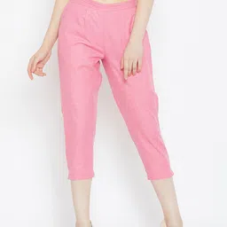 Bitterlime Women Pink Textured Cigarette Trousers-picture-11