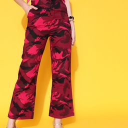 STREET 9 Women Fuchsia Floral Trousers-picture-11