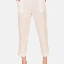 BAESD Women High-Rise Cotton Trousers With Belt-image-93