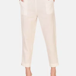 BAESD Women High-Rise Cotton Trousers-image-14