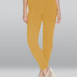 LYRA Women Smart High-Rise Plain Knitted Cotton Slim Fit Trousers-image-15