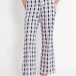 RAREISM Women Geometric Printed Loose Fit High-Rise Cotton Parallel Trousers-image-42