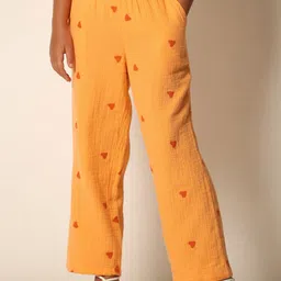 Vero Moda Girls Embroidered Straight Fit Mid-Rise Cotton Trousers-image-67