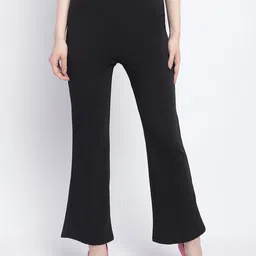 Wuxi Women Black Relaxed Straight Leg Straight Fit Trousers-picture-30