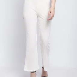 Wuxi Women Relaxed Straight Leg Straight Fit Mid-Rise Bootcut Trousers-image-1