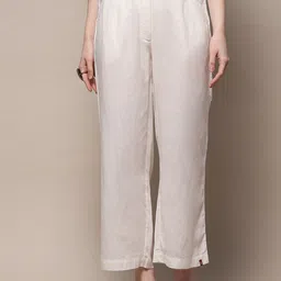 Biba Women Relaxed Straight Leg Fit Cotton Parallel Trousers-picture-14