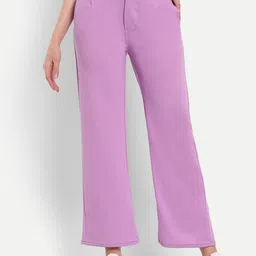 Next One Women Smart Straight Fit High-Rise Easy Wash Parallel Trousers-picture-37