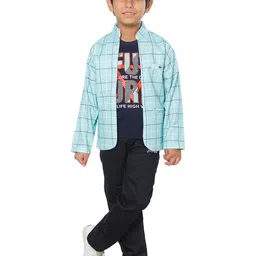 BAESD Boys Checked T-shirt and Shirt with Trousers-picture-21