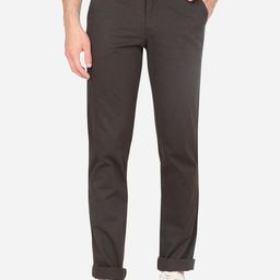 Greenfibre Men Grey Slim Fit Wrinkle Free Casual Trousers-picture-15