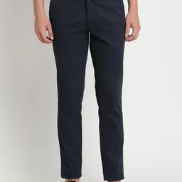 Turtle Men Navy Blue Relaxed Tapered Fit Trousers-image-88