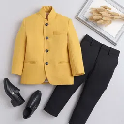 BAESD Boys 2 Piece Mandarin Collar Bandhgala Blazer With Trousers-image-44