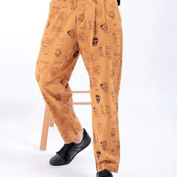 The Indian Garage Co Men Printed Mid Rise Cotton Loose Fit Trousers-picture-40