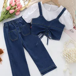INCLUD Girls Puff Sleeves Top With Jeans & Denim Top-image-65