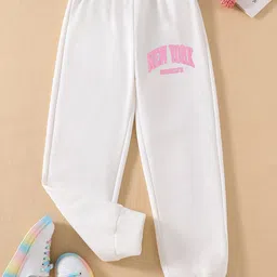 StyleCast Girls White Typographic Printed Mid-Rise Original Joggers-picture-56