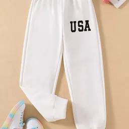 StyleCast Girls White Typographic Printed Mid-Rise Original Joggers-image-82