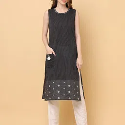 aayusika Striped Regular Pure Cotton Straight Kurta with Trousers-picture-25