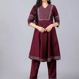 V TRADITION Women Yoke Design Gotta Patti Kurta with Trousers-picture-15