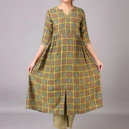 V TRADITION Women Green Printed Kurta with Trouser-picture-20