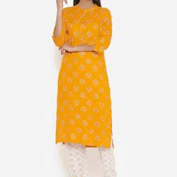 PK Fashions Women Yellow Floral Printed Kurta with Trousers-picture-32